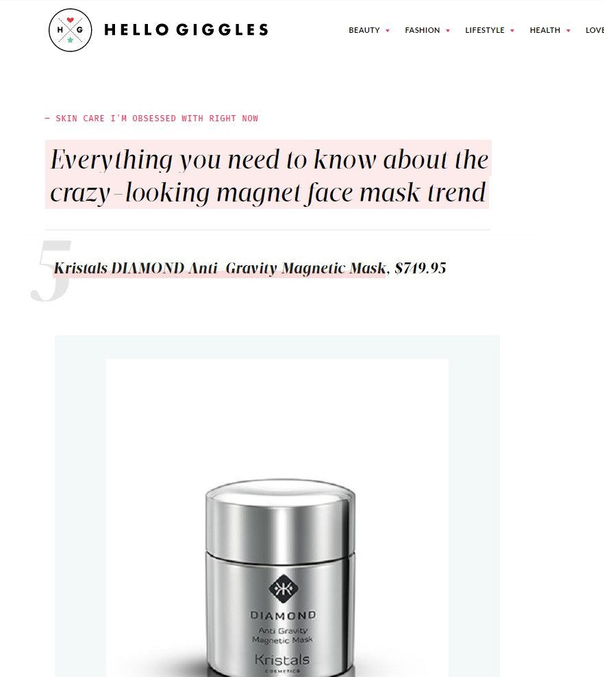 Kristals Diamond Magnetic Mask Featured in Hello Giggles