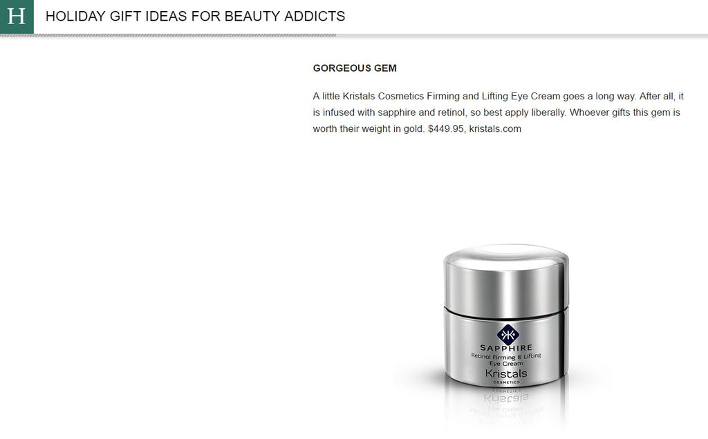 Sapphire Eye Cream from Kristals Cosmetics featured in the Huffington Post