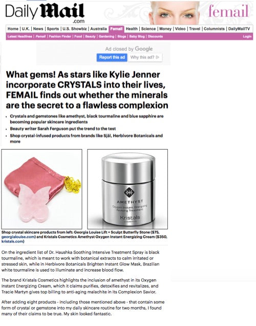 Kristals Cosmetics Is Featured on DailyMail.com!
